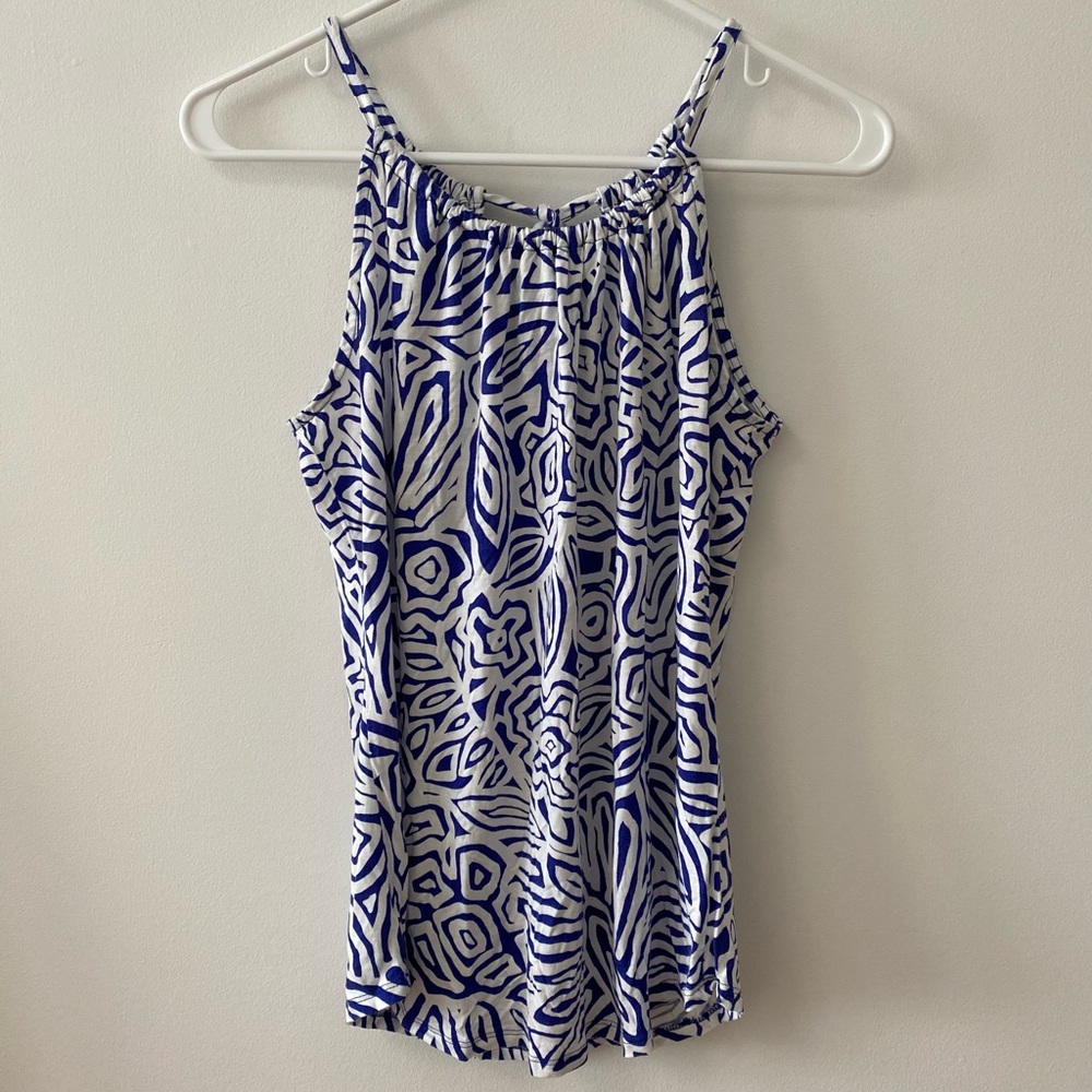 BANANA REPUBLIC BLUE/WHITE PRINTED TANK TOP